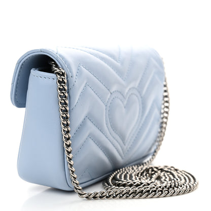 Gucci Calfskin Matelasse Super Mini GG Marmont Shoulder Bag Porcelain Light Blue 3 of 11