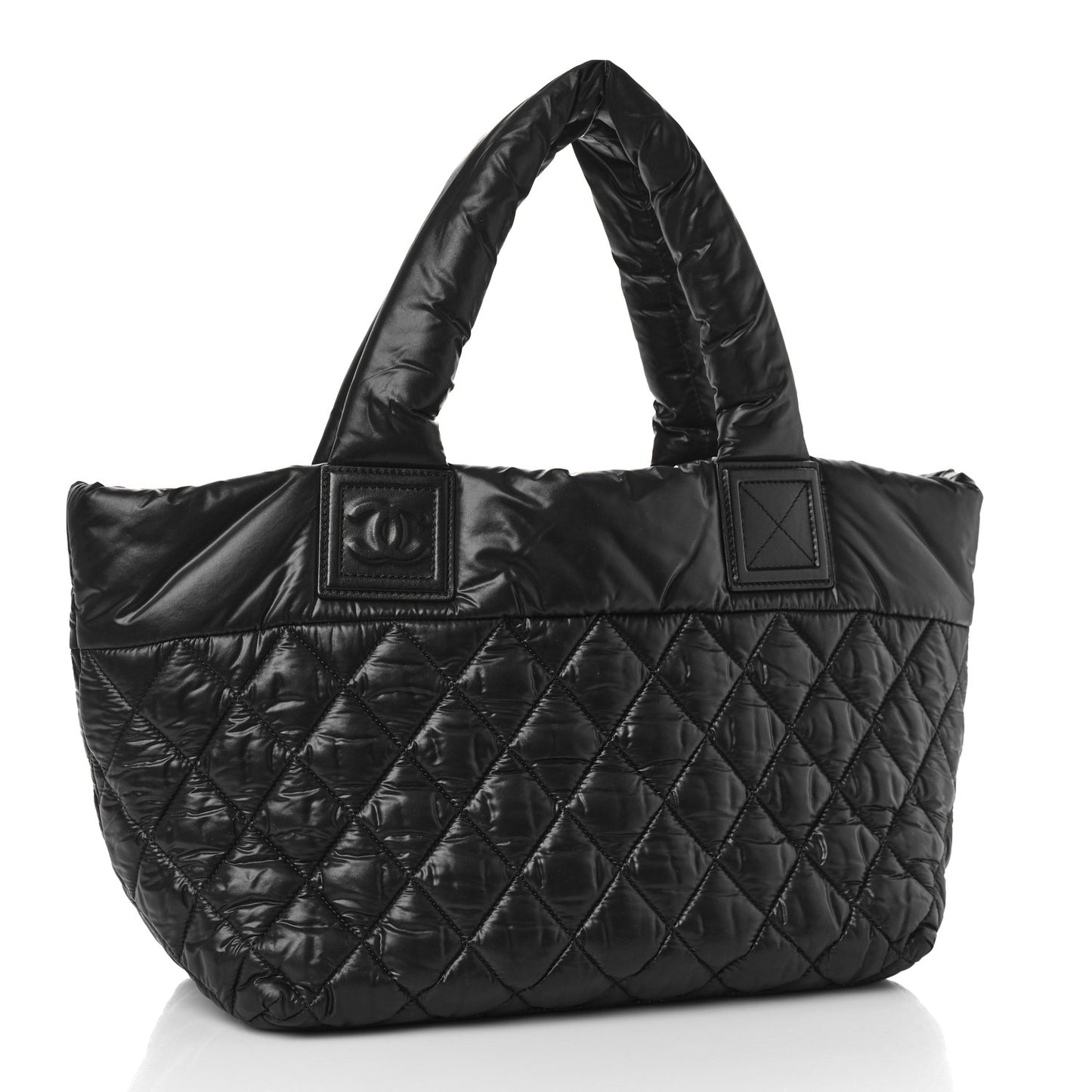 Nylon Quilted Small Coco Cocoon Tote Black