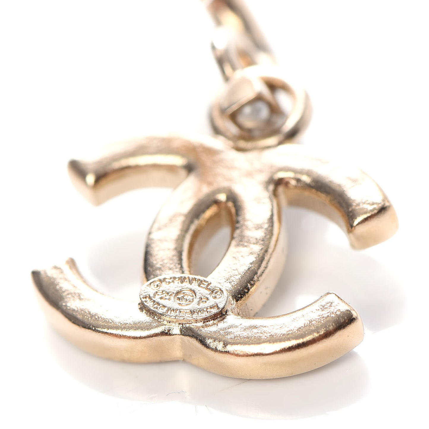 Pearl CC Hoop Drop Earring Gold
