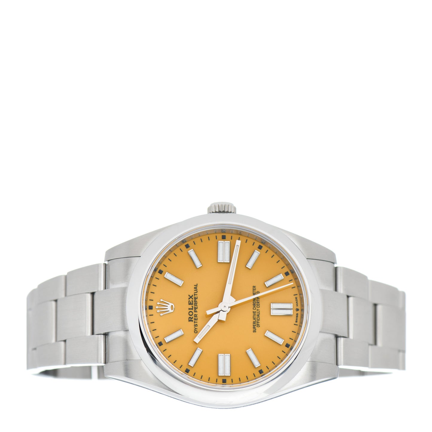 Stainless Steel 41mm Oyster Perpetual Watch Yellow 124300