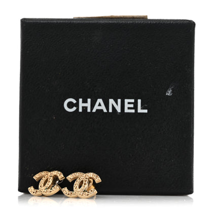 Chanel Metal Textured CC Earrings Gold 6 of 6