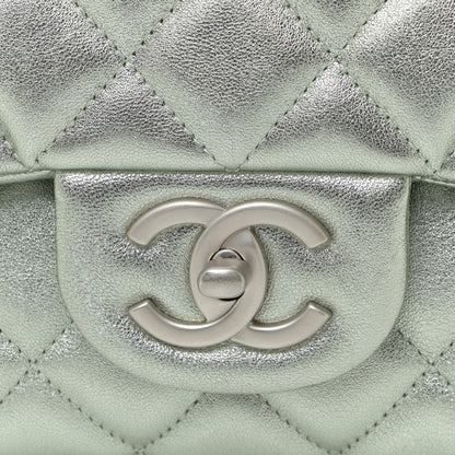 Chanel Metallic Lambskin Quilted Maxi Double Flap Green 12 of 14