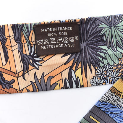 Hermes Silk Animapolis Twilly Ocre Bleu Vert 3 of 5