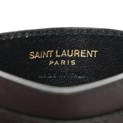 Saint Laurent Grain De Poudre Matelasse Chevron Monogram Credit Card Case Black 7 of 8
