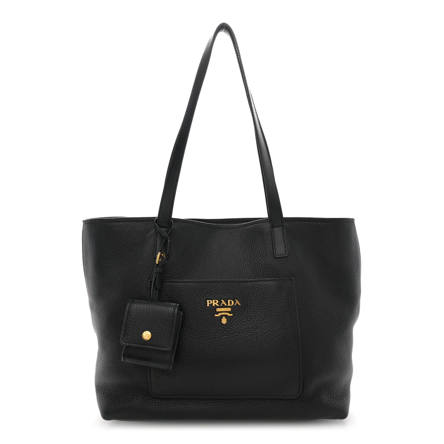 Vitello Daino Pocket Shopping Tote Black