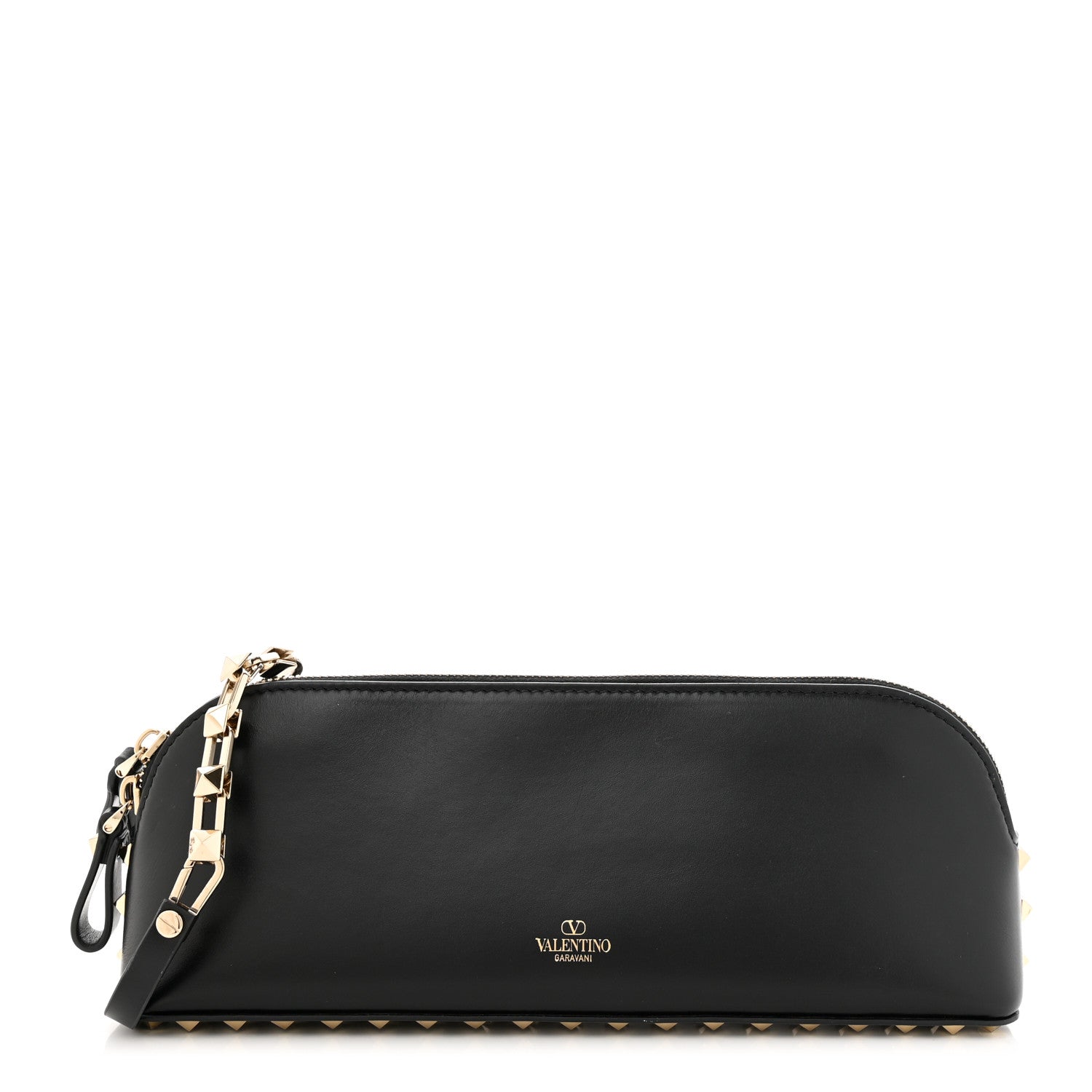 Valentino Garavani Smooth Calfskin Rockstud East West Crossbody Clutch Bag Black 1 of 11