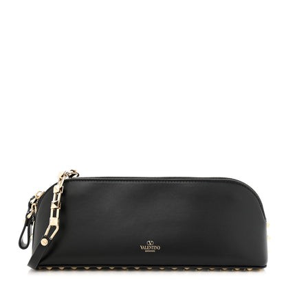 Valentino Garavani Smooth Calfskin Rockstud East West Crossbody Clutch Bag Black 1 of 11