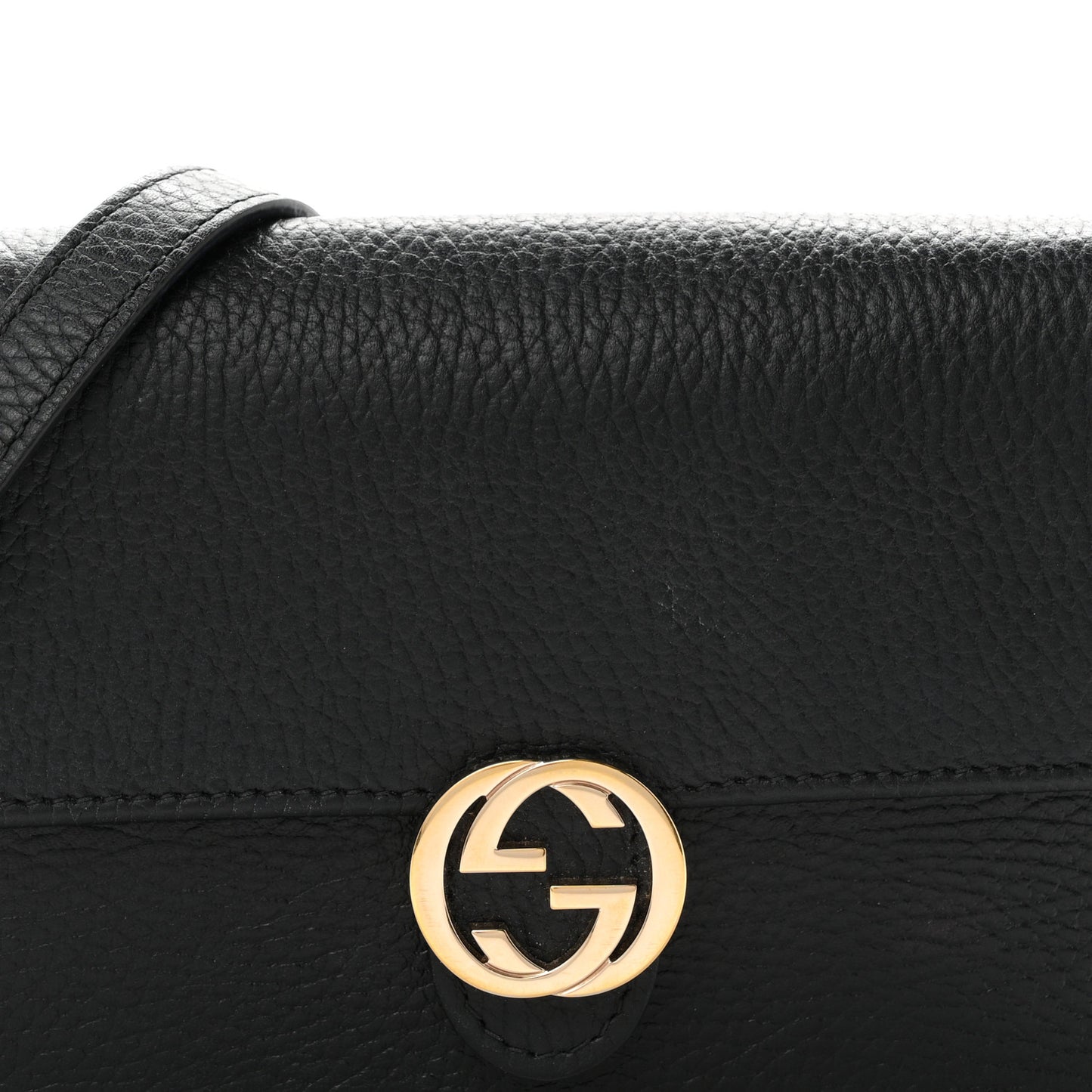 Dollar Calfskin Interlocking G Chain Wallet Black