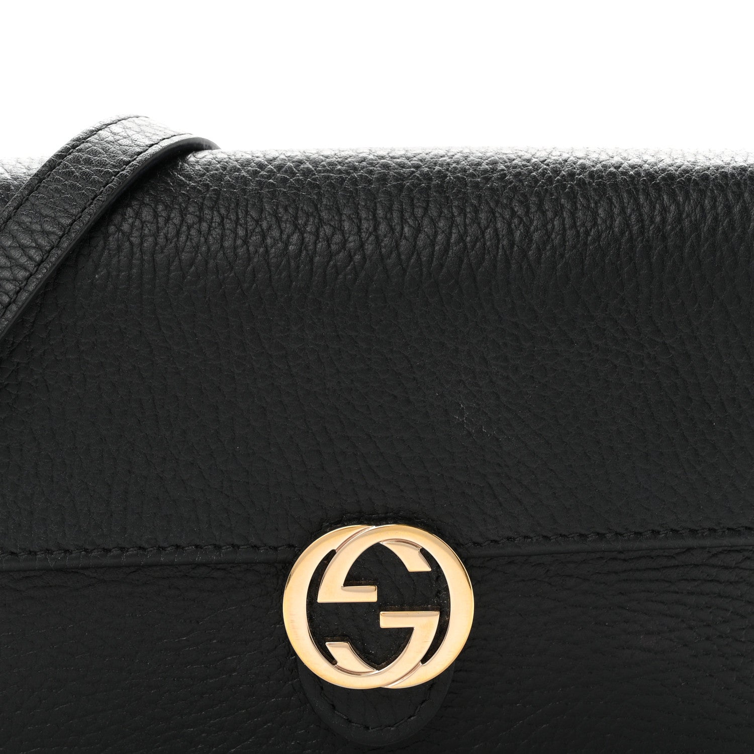 Gucci Dollar Calfskin Interlocking G Chain Wallet Black 8 of 10