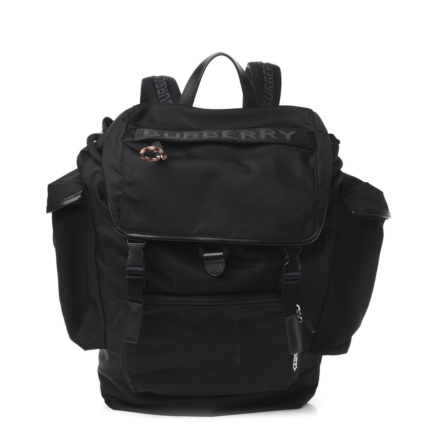 Nylon Calfskin Logo Detail Backpack Black