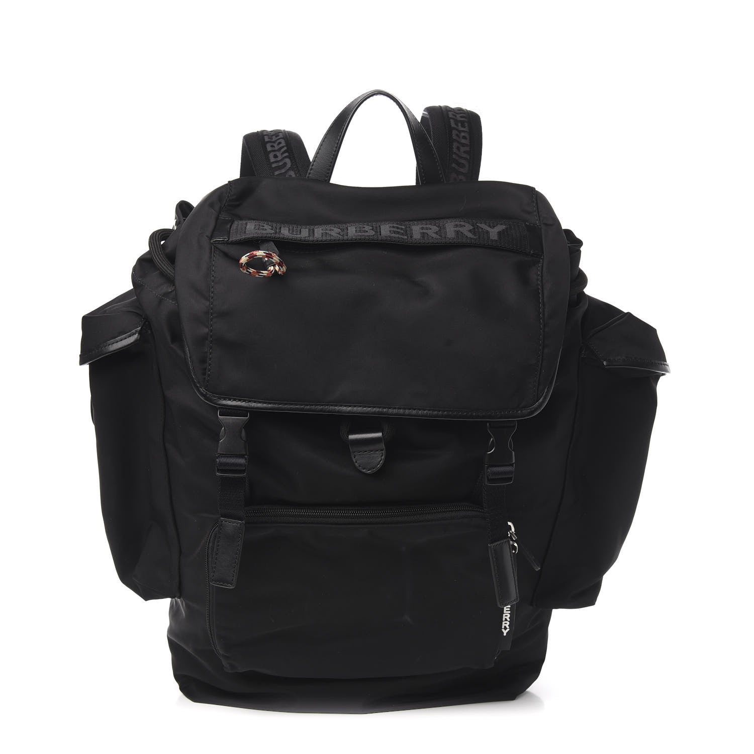 Burberry Nylon Calfskin Logo Detail Backpack Black 1 of 9