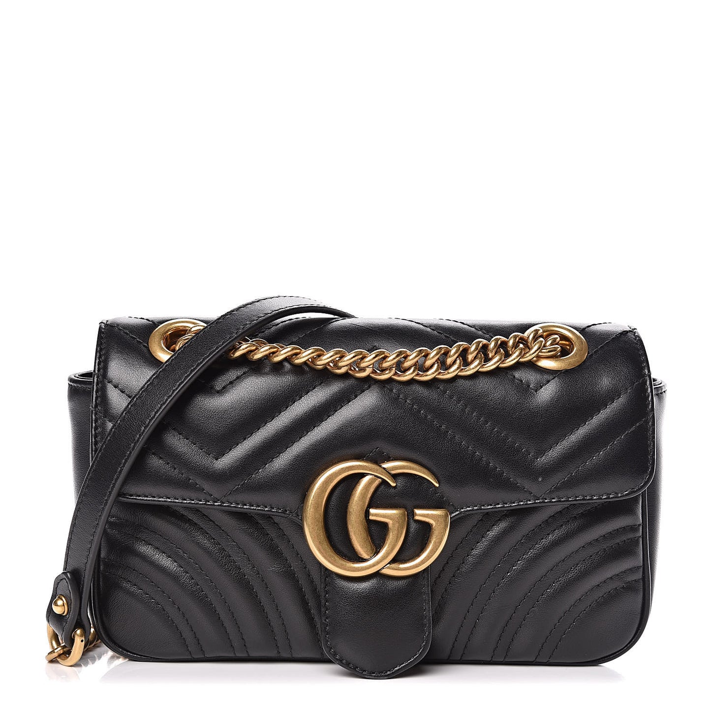 Calfskin Matelasse Mini GG Marmont Shoulder Bag Black