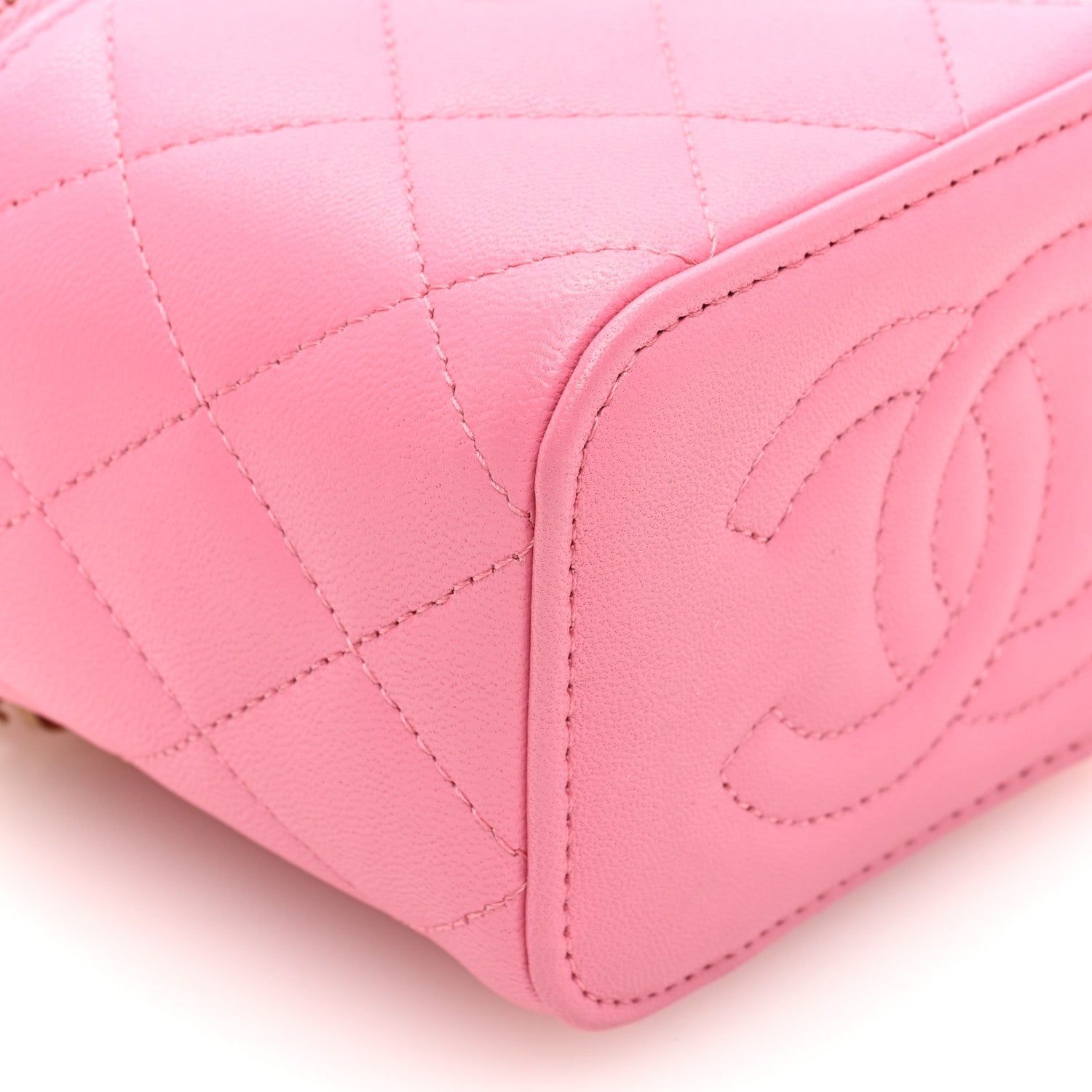 Chanel Lambskin Quilted Top Handle Mini Vanity Case With Chain Pink 10 of 11