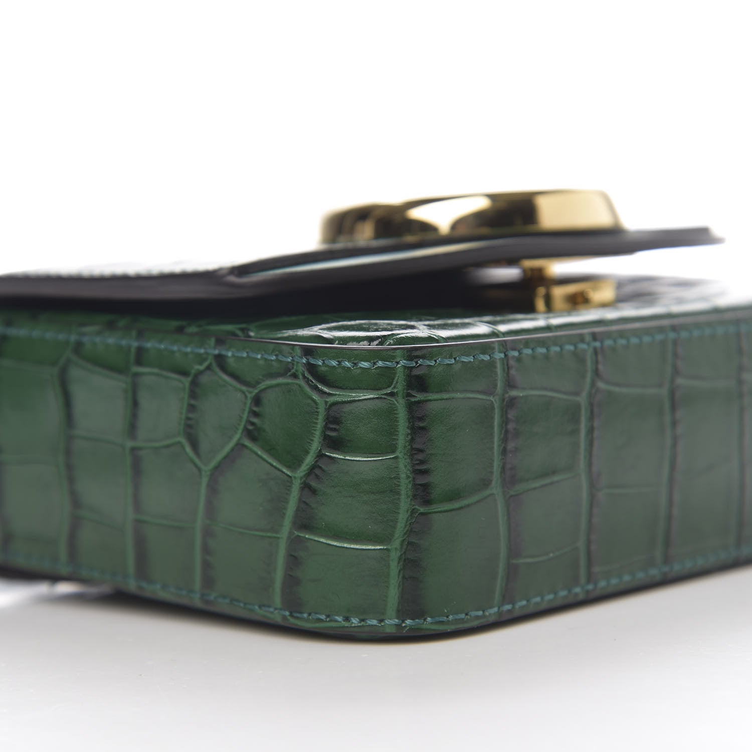 Chloe Calfskin Crocodile Embossed Mini C Double Carry Woodsy Green 6 of 9
