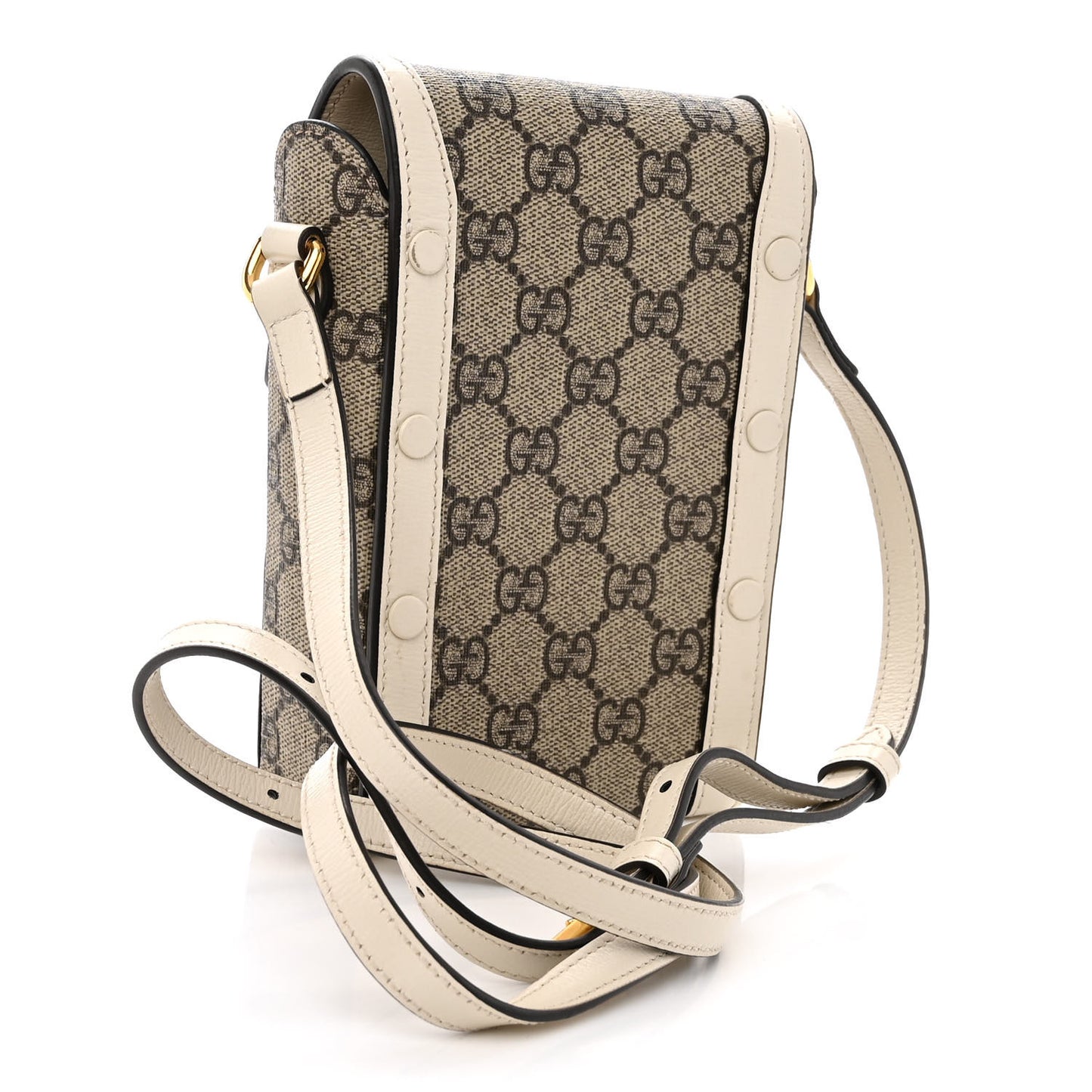 GG Supreme Monogram Azalea Calfskin Mini Horsebit 1955 Crossbody Bag Beige Ebony Mystic White