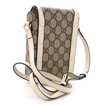 Gucci GG Supreme Monogram Azalea Calfskin Mini Horsebit 1955 Crossbody Bag Beige Ebony Mystic White 3 of 9