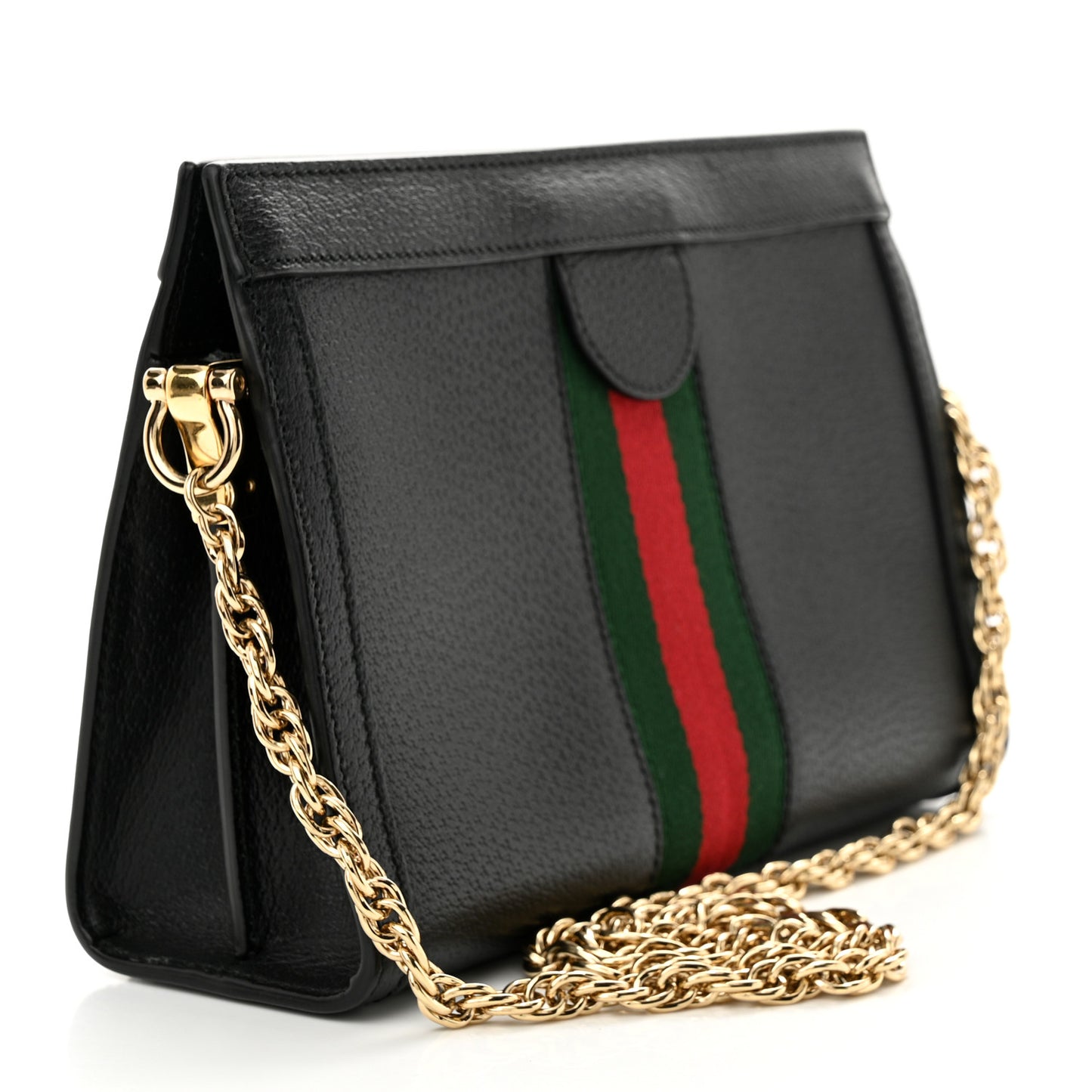 Calfskin GG Web Small Ophidia Chain Shoulder Bag Black