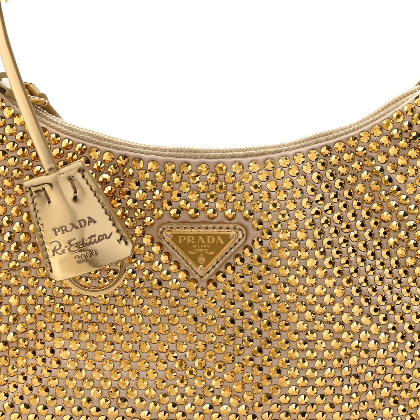 Satin Crystal Mini Re-Edition 2000 Bag Platino