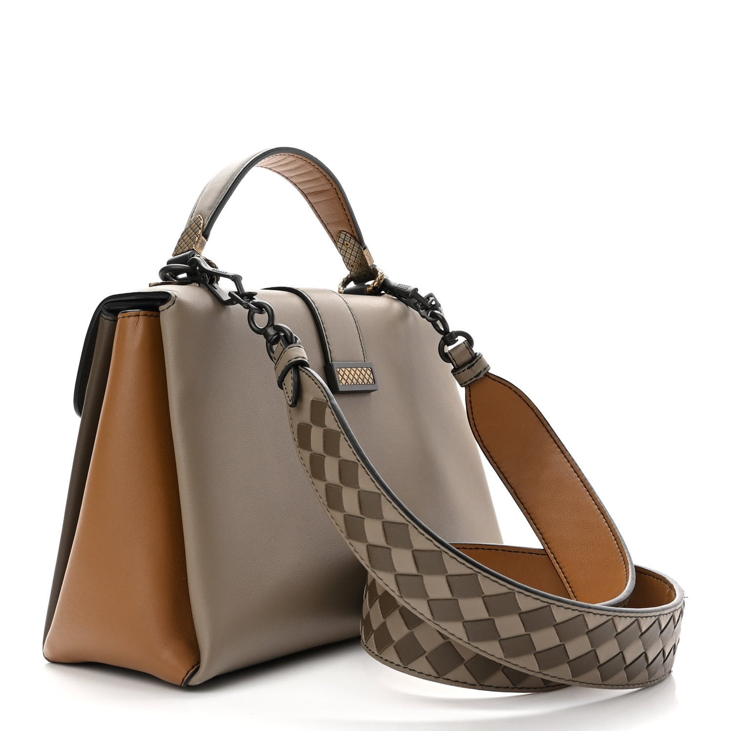 Nappa Small Multicolor Piazza Bag Steel New Cigar