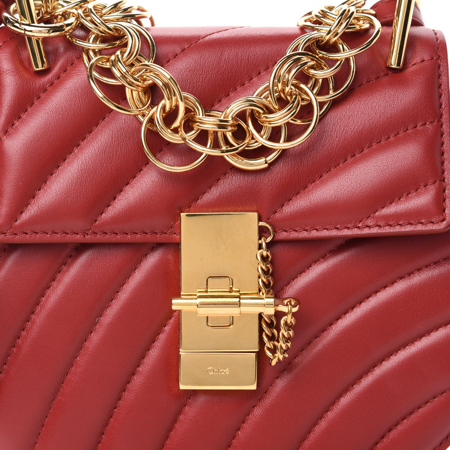 Calfskin Quilted Mini Drew Bijou Shoulder Bag Dahlia Red