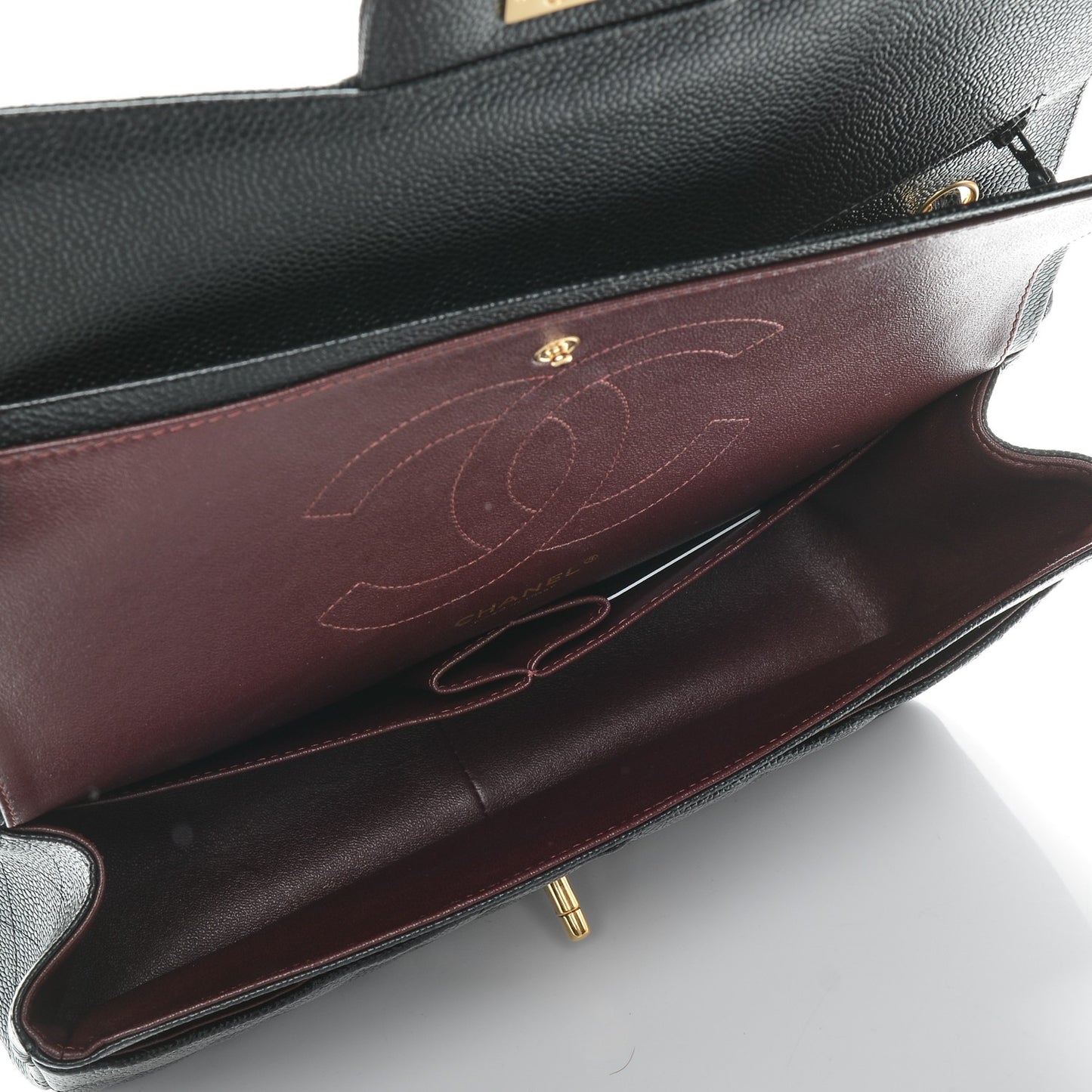 Caviar Quilted Jumbo Double Flap Black