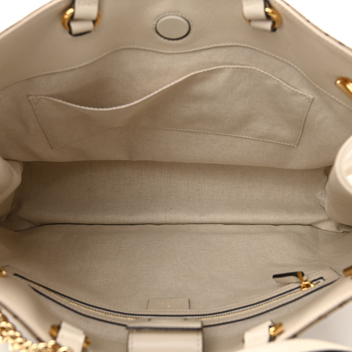 Gucci Monogram Calfskin Large Horsebit 1955 Tote Bag Beige Mystic White 5 of 10