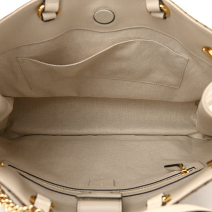 Gucci Monogram Calfskin Large Horsebit 1955 Tote Bag Beige Mystic White 5 of 10