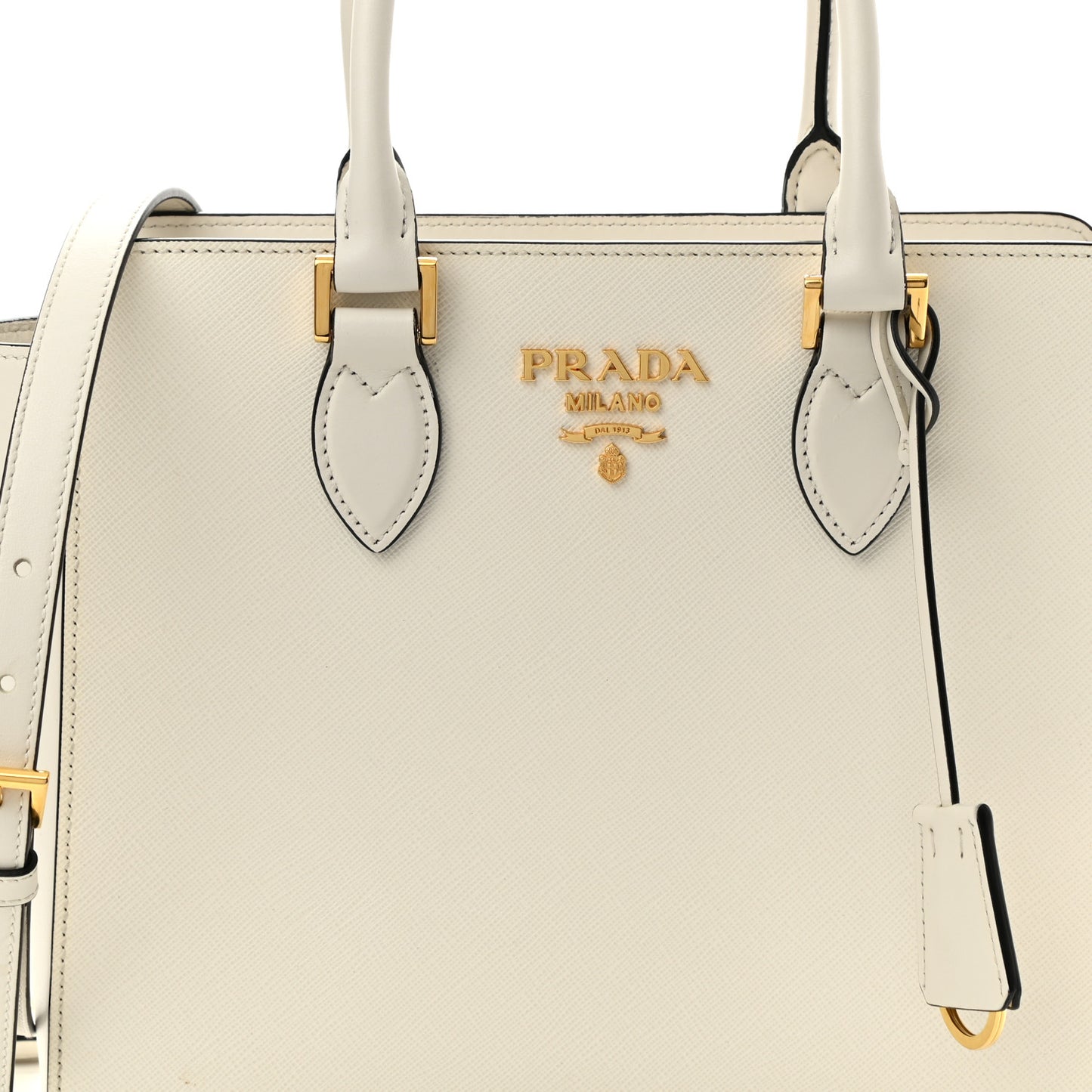 Saffiano Soft Calfskin Small Zippered Tote White