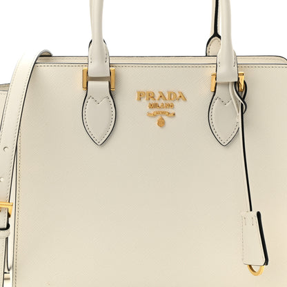 Prada Saffiano Soft Calfskin Small Zippered Tote White 8 of 10