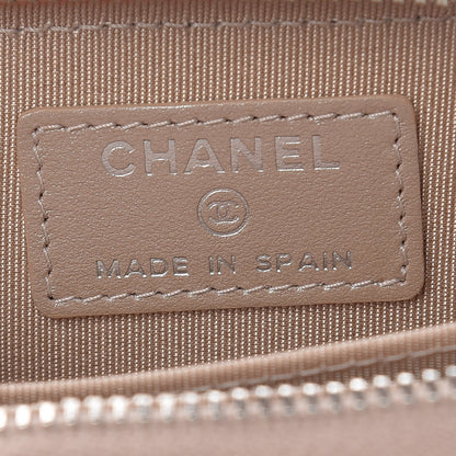 Chanel Metallic Caviar Chevron Quilted Zip Around Coin Purse Light Gold 6 of 9