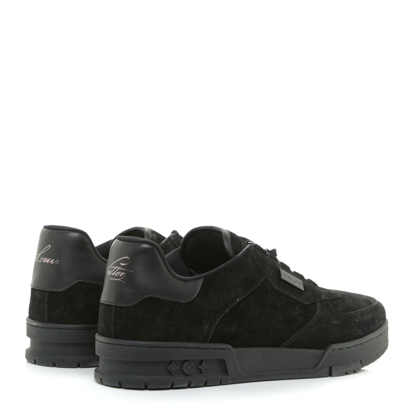 Suede Mens LV Trainer Sneakers 9 Black