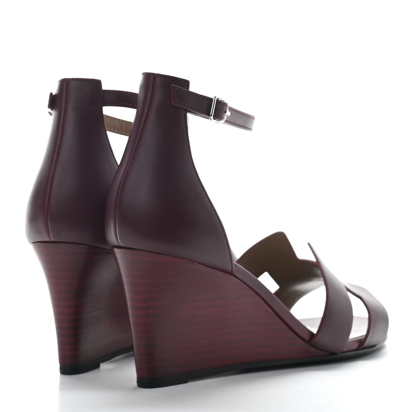 Calfskin Legend Wedge Sandals 37 Cassis