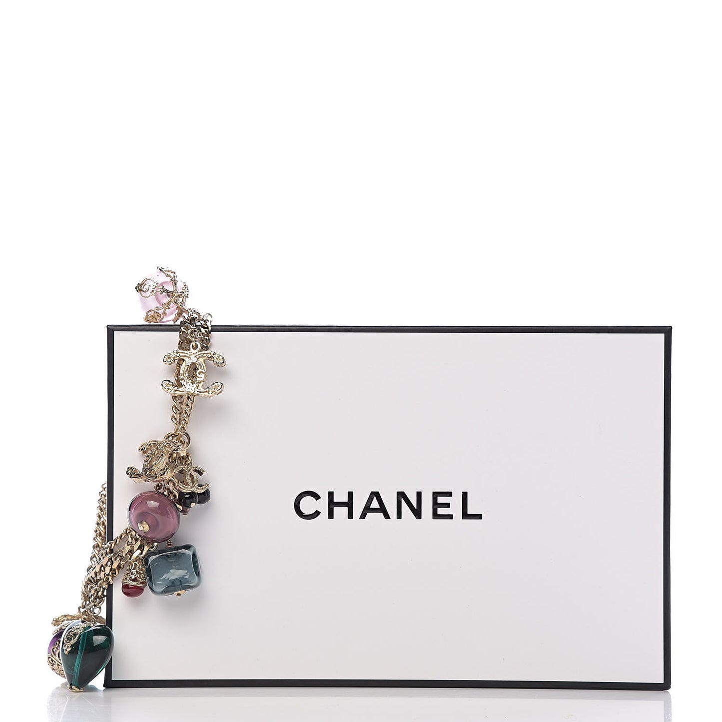 Resin Beaded CC Chain Charm Bracelet Gold Multicolor