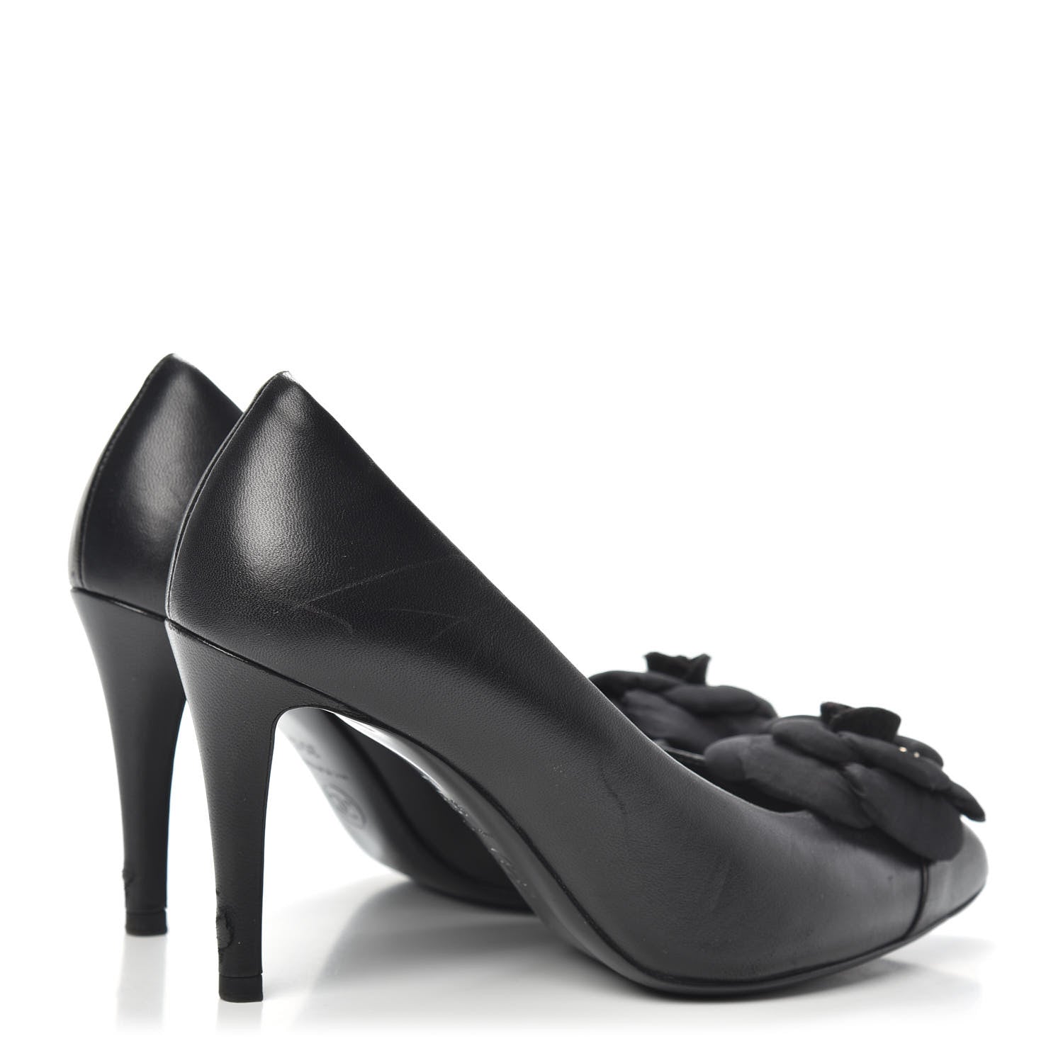 Chanel Lambskin Camellia Pumps 35.5 Black 4 of 12