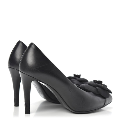 Chanel Lambskin Camellia Pumps 35.5 Black 4 of 12