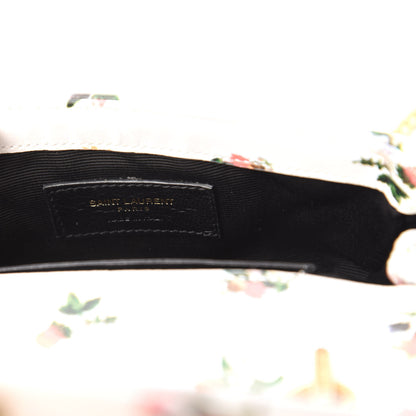 Saint Laurent Calfskin Prairie Flower Printed Matelasse Monogram Baby Chain Bag White 8 of 9