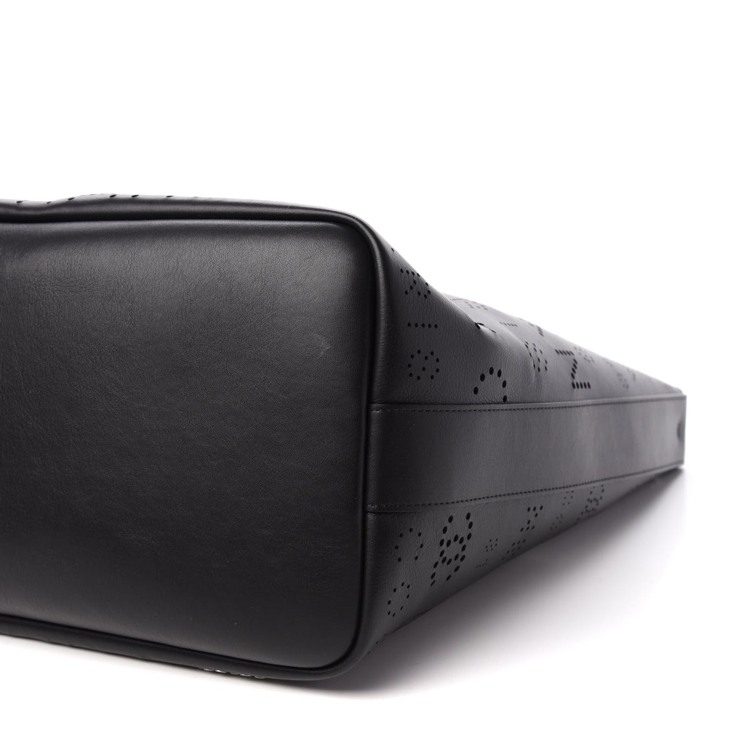 Calfskin Tweed Small Logo Eyelets Shopping Tote Black