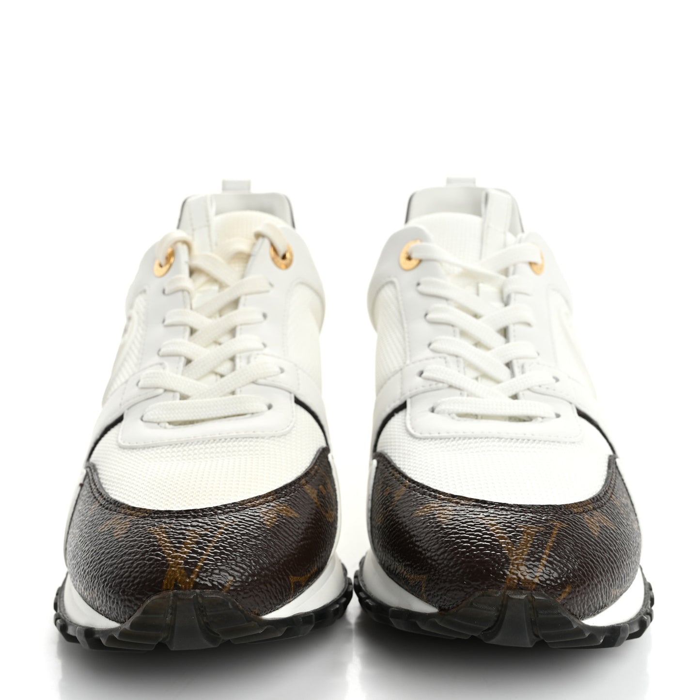 Calfskin Monogram Run Away Sneakers 38.5 White