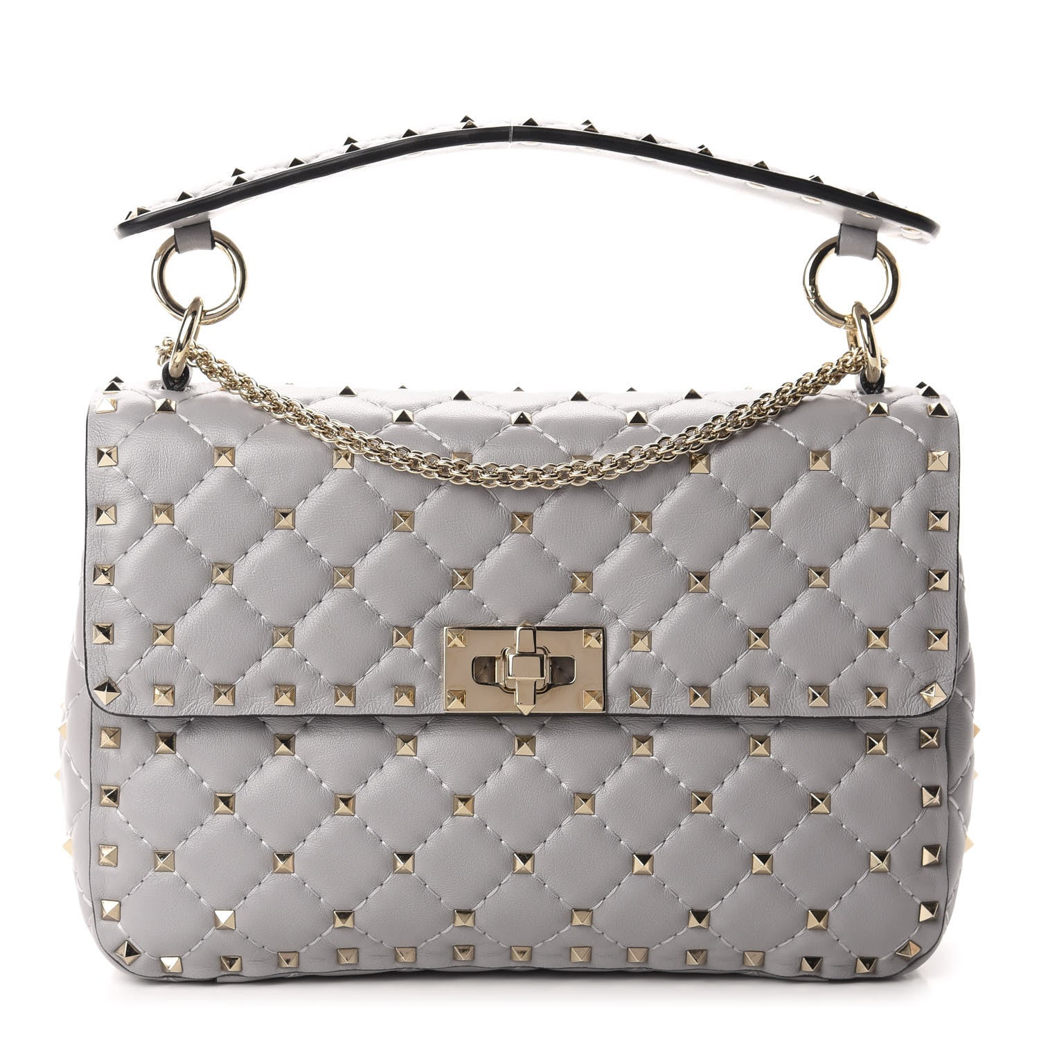 Valentino Garavani Nappa Medium Rockstud Spike Shoulder Bag Grey 1 of 15