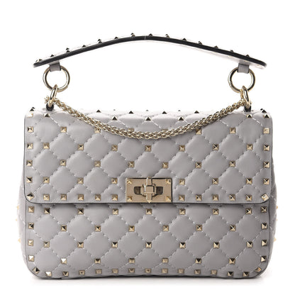 Valentino Garavani Nappa Medium Rockstud Spike Shoulder Bag Grey 1 of 15