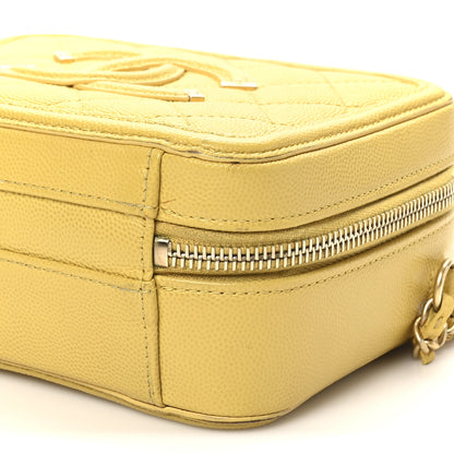 Chanel Caviar Quilted Small CC Filigree Vanity Case Yellow 10 of 11
