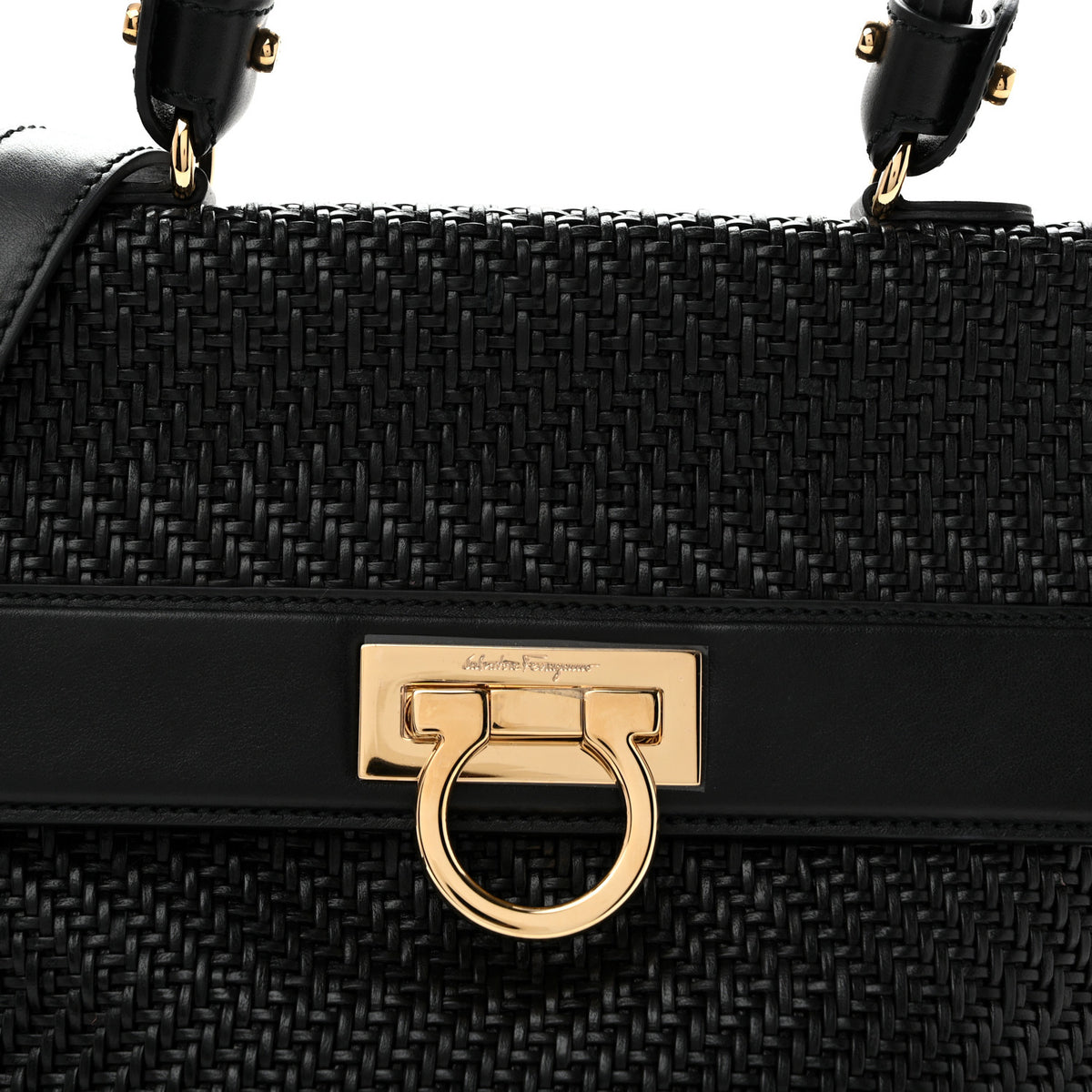 Woven Calfskin Medium Sofia Shoulder Bag Black