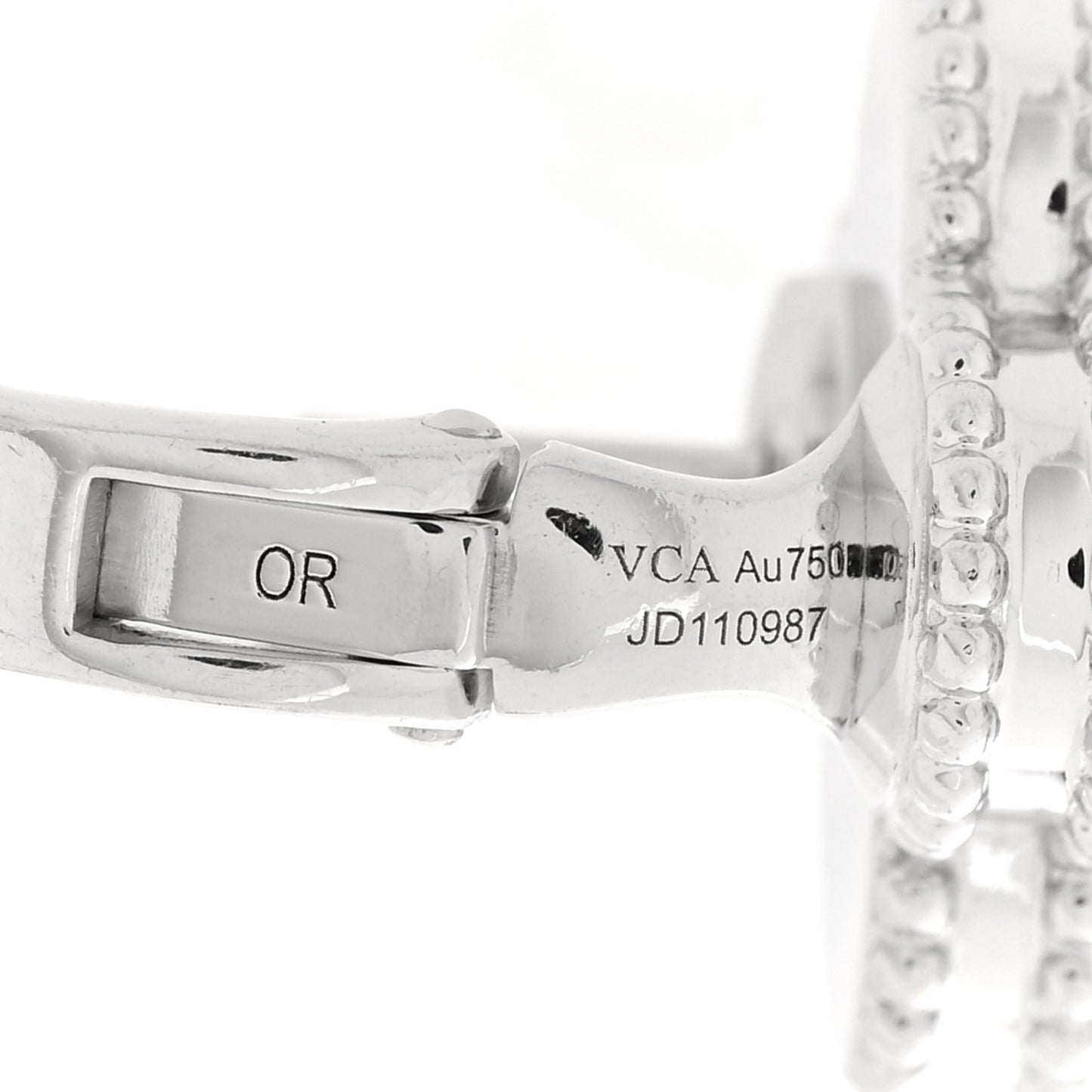 18K White Gold Guilloche Vintage Alhambra Earrings