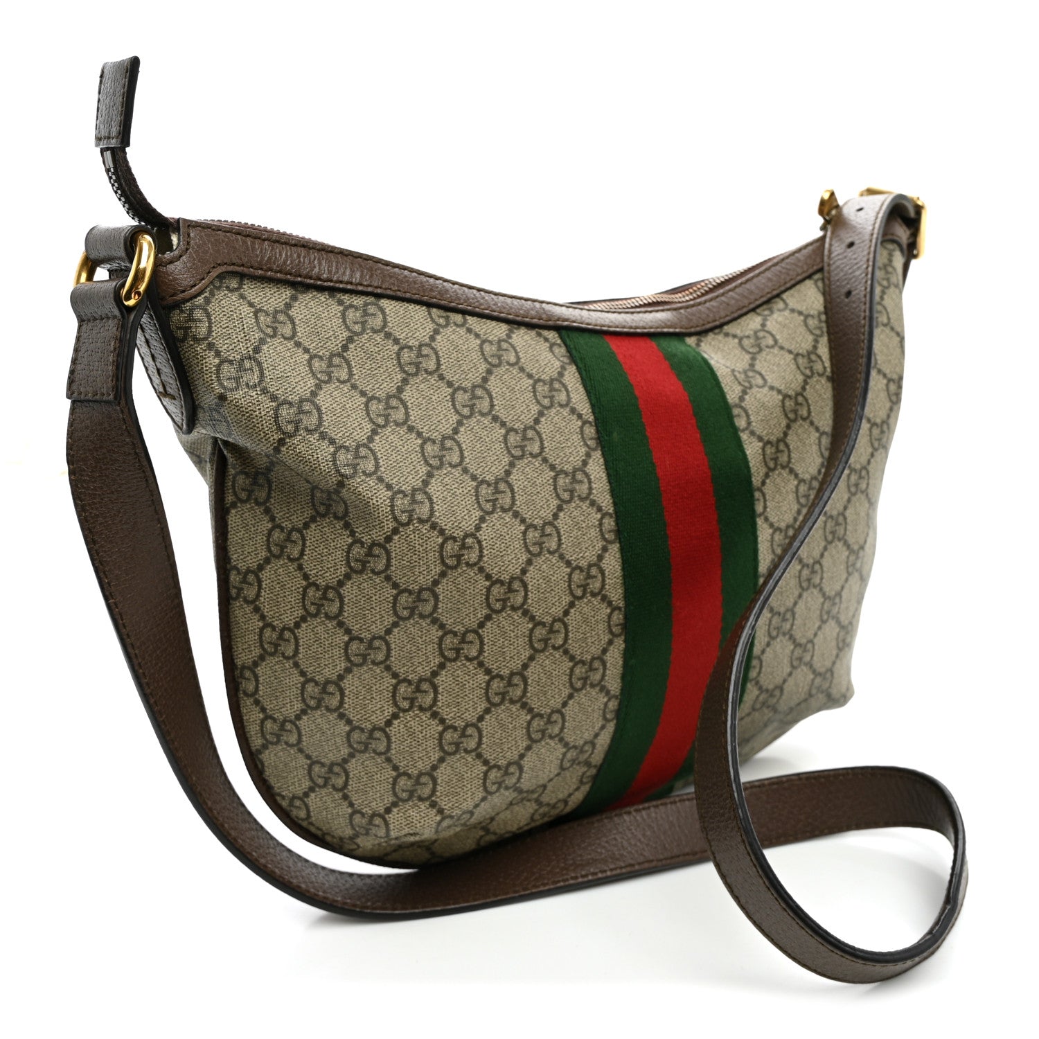 Gucci GG Supreme Monogram Web Small Ophidia Half Moon Hobo Brown 3 of 11