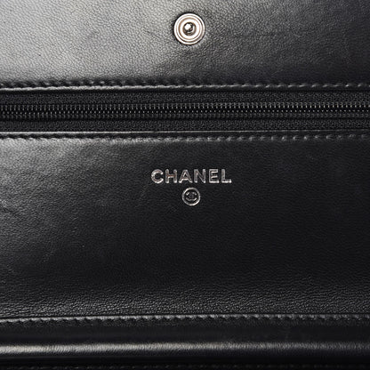 Chanel Lambskin Chevron Quilted Wallet On Chain WOC So Black 6 of 11