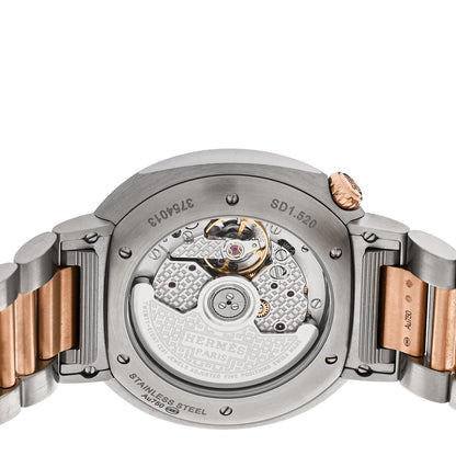 Hermes Stainless Steel 18K Rose Gold 36mm Cut Automatic Watch 4 of 5