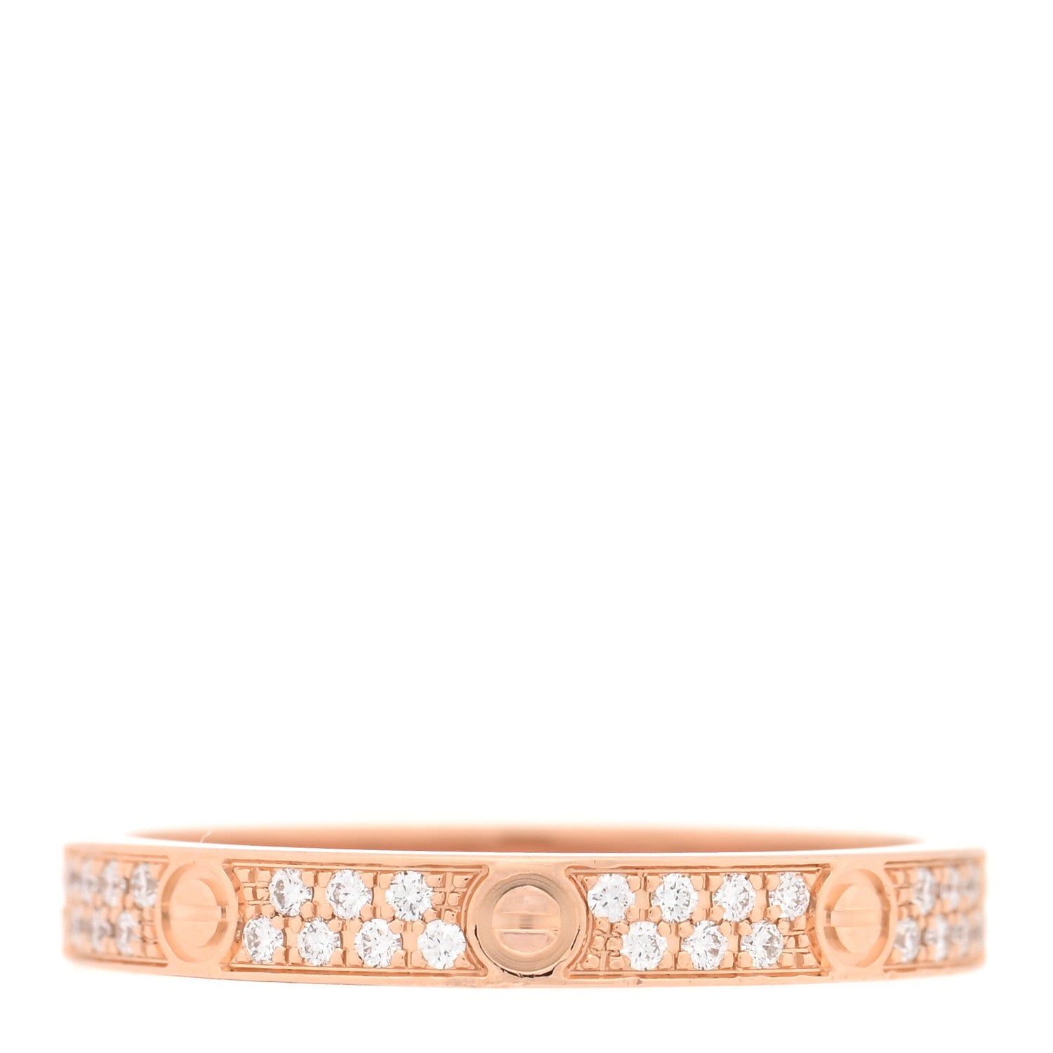 Cartier 18K Pink Gold Diamond 2.6mm LOVE Paved Band Ring 49/4.75 1 of 4
