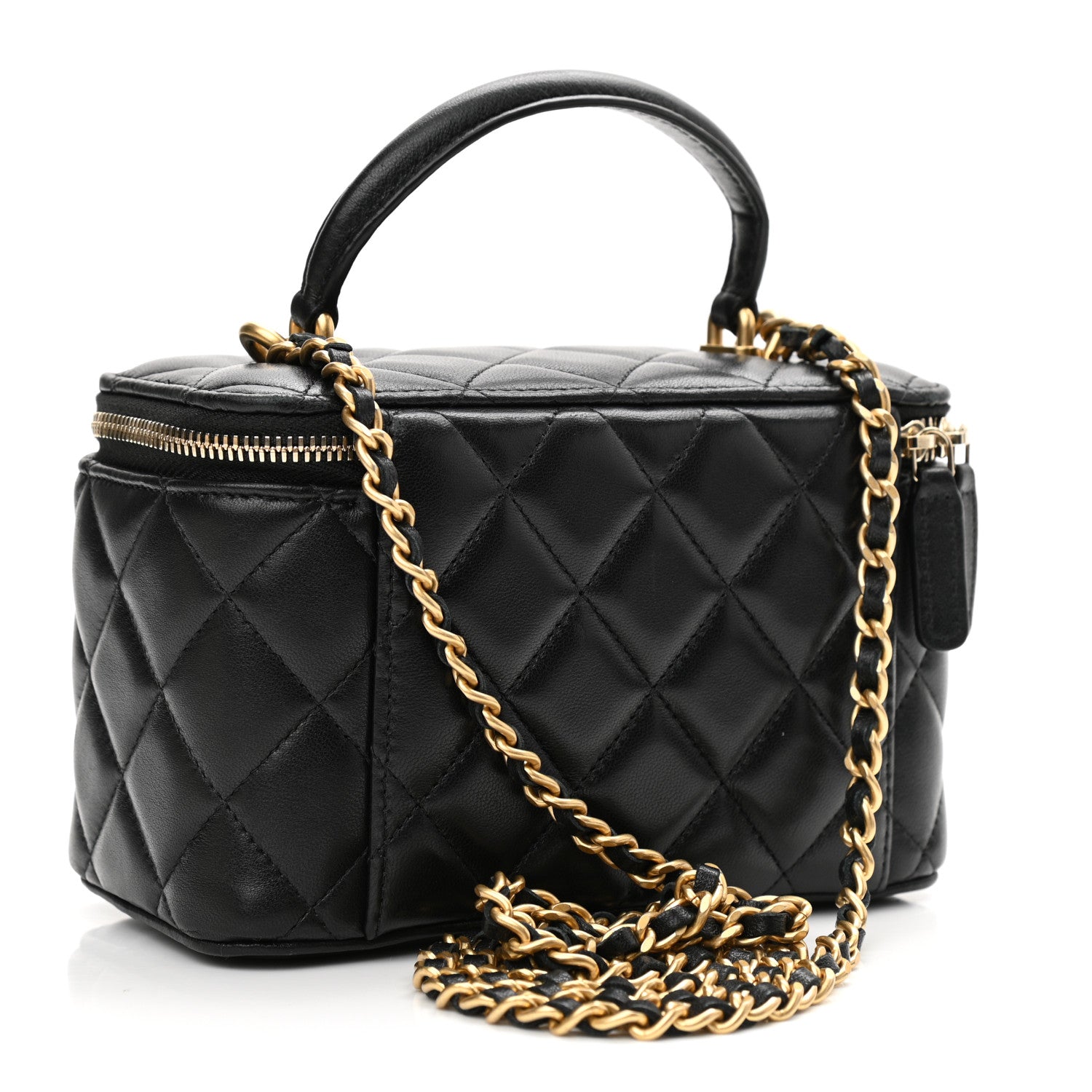 Chanel Lambskin Quilted Small Top Handle Vanity Case With Chain Black 3 of 11