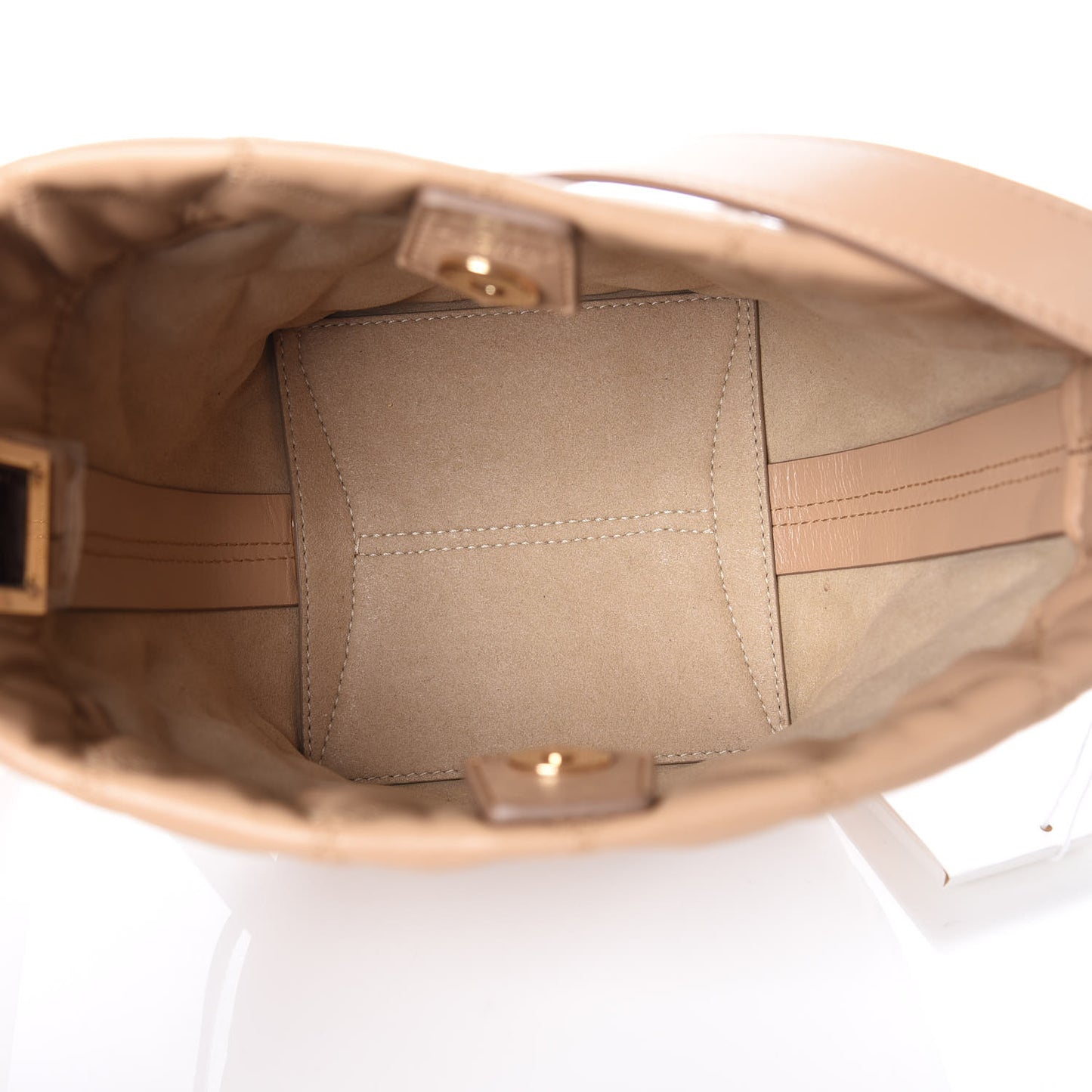 Lambskin Quilted Mini GV Bucket Bag Beige Camel