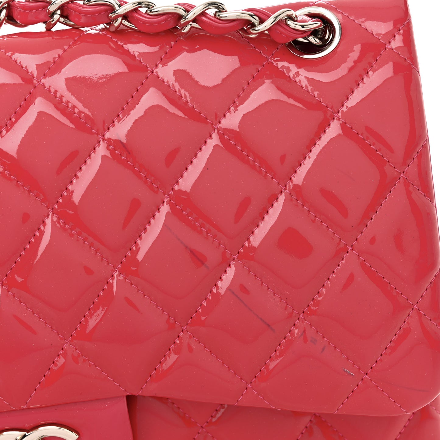 Patent Quilted Jumbo Double Flap Pink